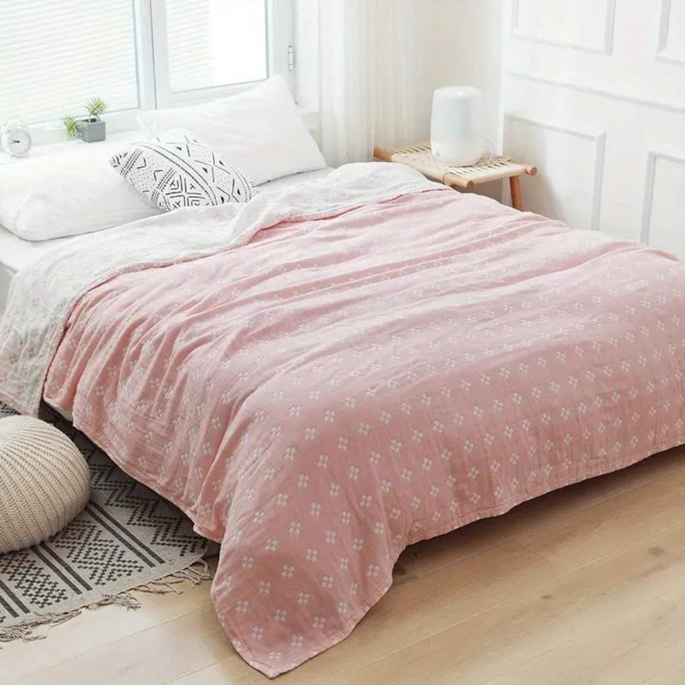 Throw Blanket Three Layer Cotton Gauze Diamond Dot - Image 2