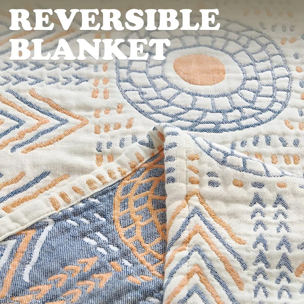Cotton Throw Blanket Reversible Ultra-Soft Machine Washable - Image 3