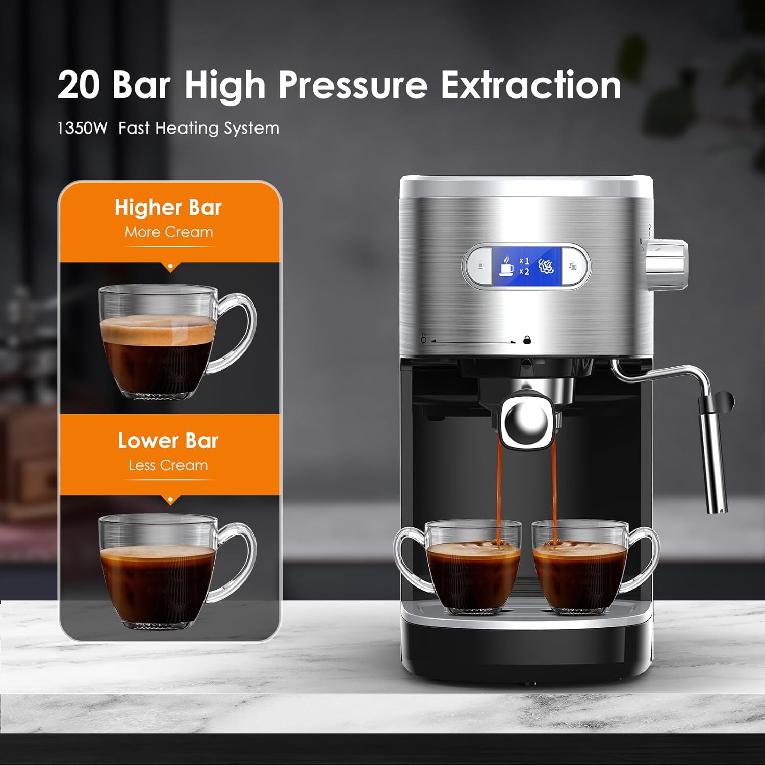 2 in 1 Espresso Machines Support Capsule Coffee Automatic Cappuccino Coffee Maker CM8054 - Image 2