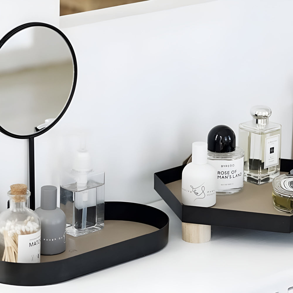 Beauty Organizer Tray Removable Mirror & Metal Base - Image 7