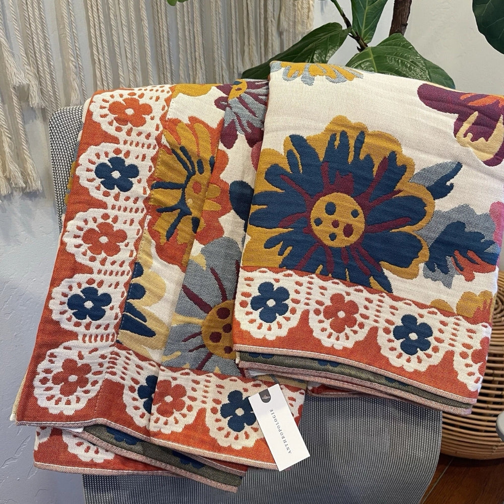 Bath Towel 100% Cotton Reversible Floral Quick-Drying - Image 9