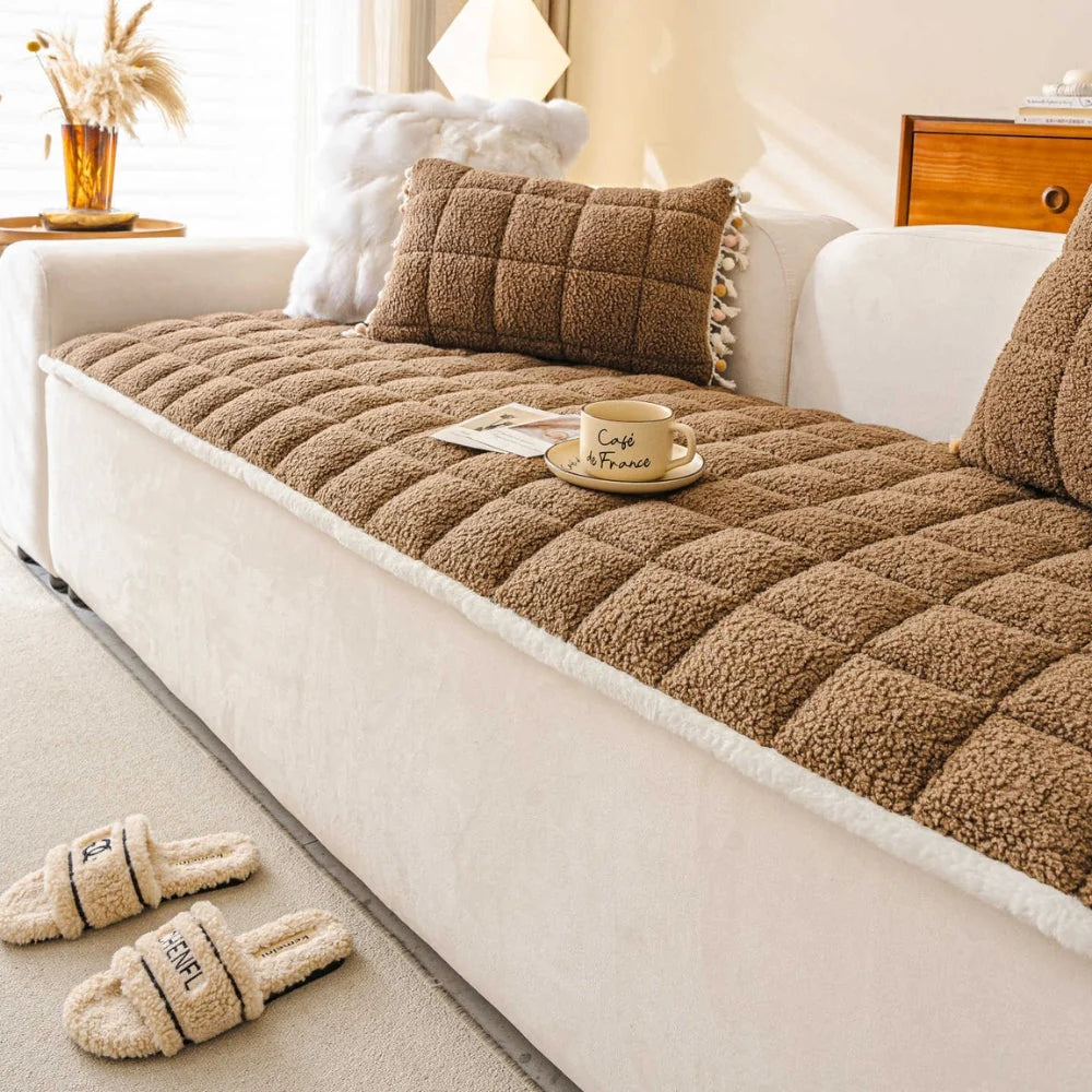 Sofa Cover Thick Three-Layer Plush Microfiber Anti-Slip Backing - Image 5