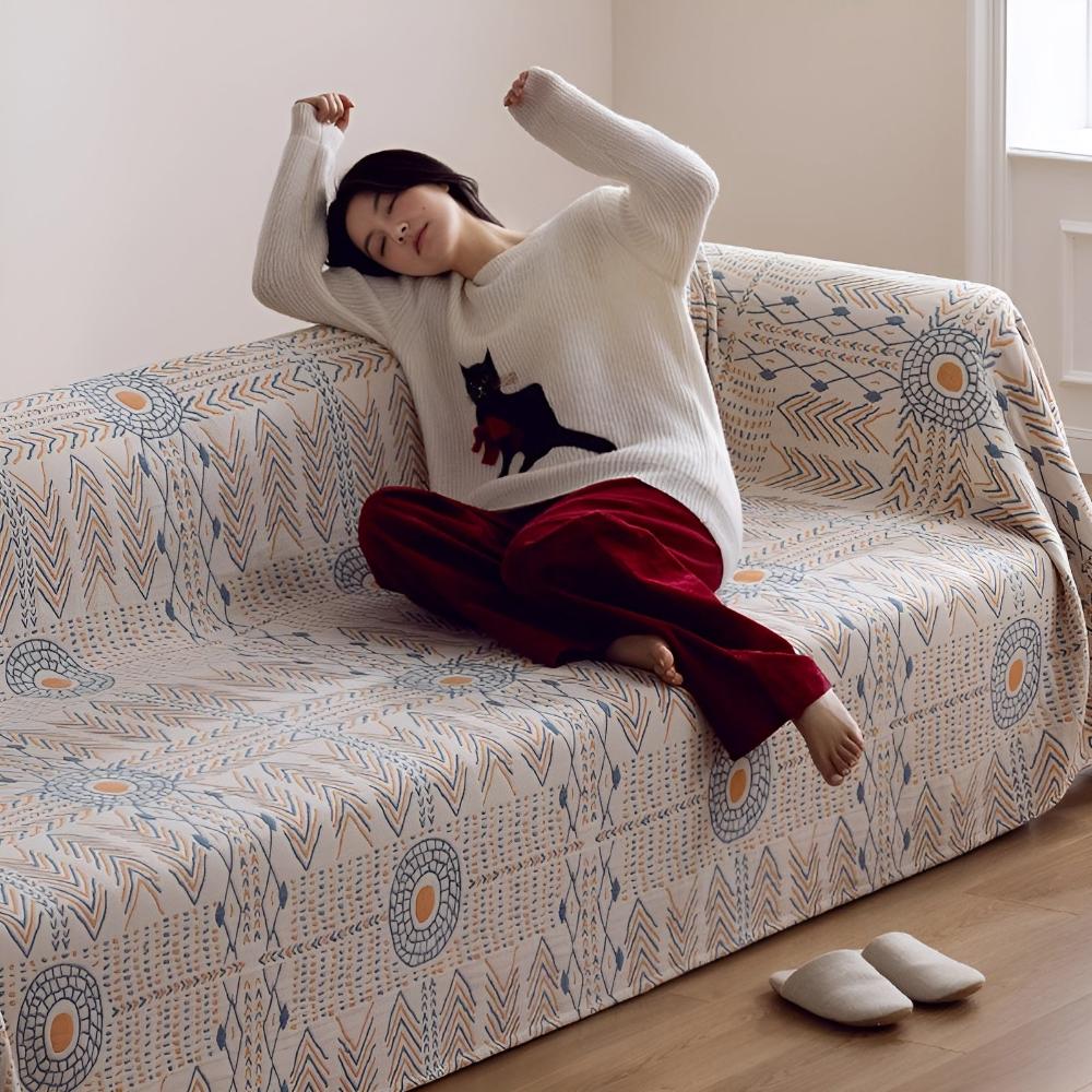 Cotton Throw Blanket Reversible Ultra-Soft Machine Washable - Image 5