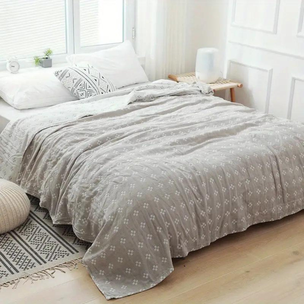Throw Blanket Three Layer Cotton Gauze Diamond Dot - Image 4