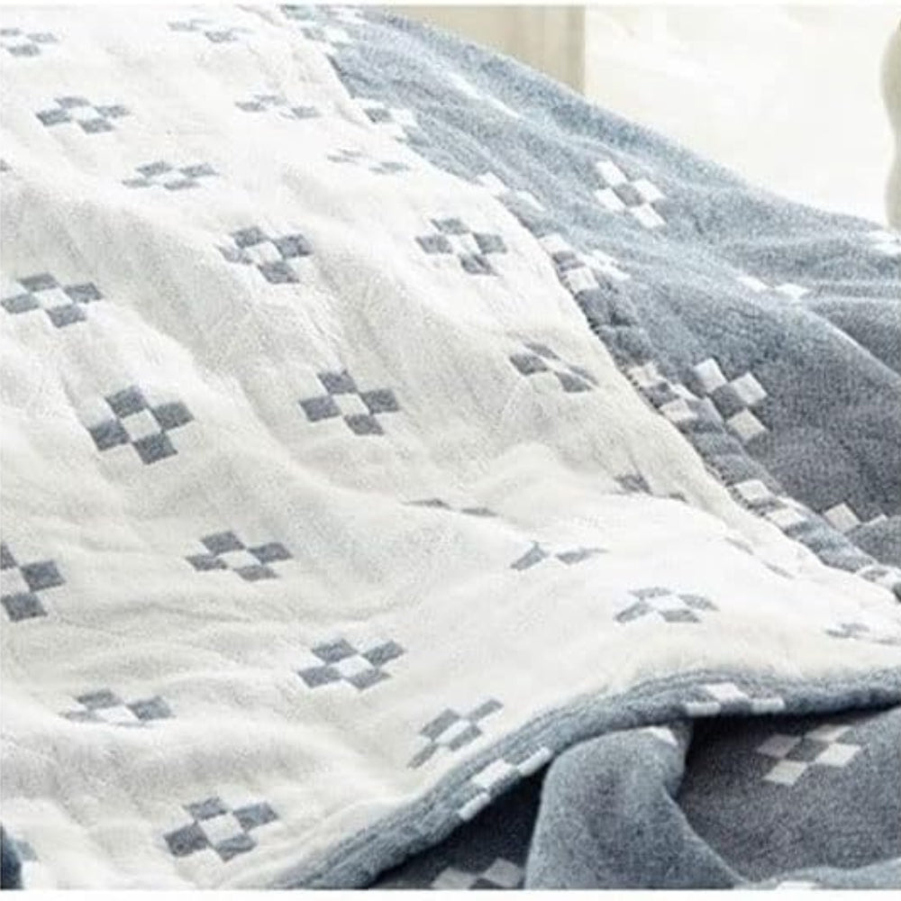 Throw Blanket Three Layer Cotton Gauze Diamond Dot - Image 8