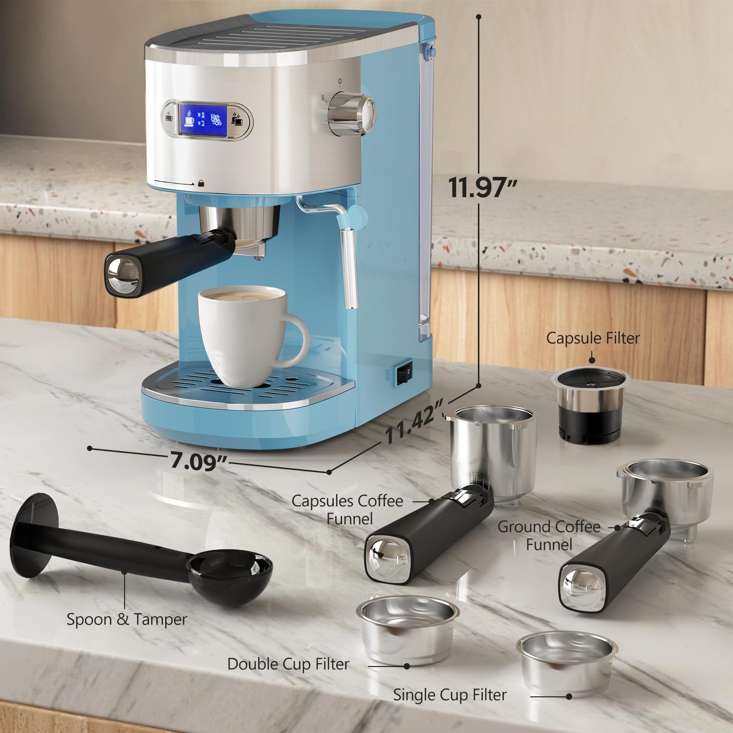 2 in 1 Espresso Machines Support Capsule Coffee Automatic Cappuccino Coffee Maker CM8054 - Image 23