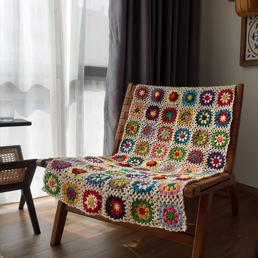 Crochet Throw Blanket Handmade Floral Soft - Image 8