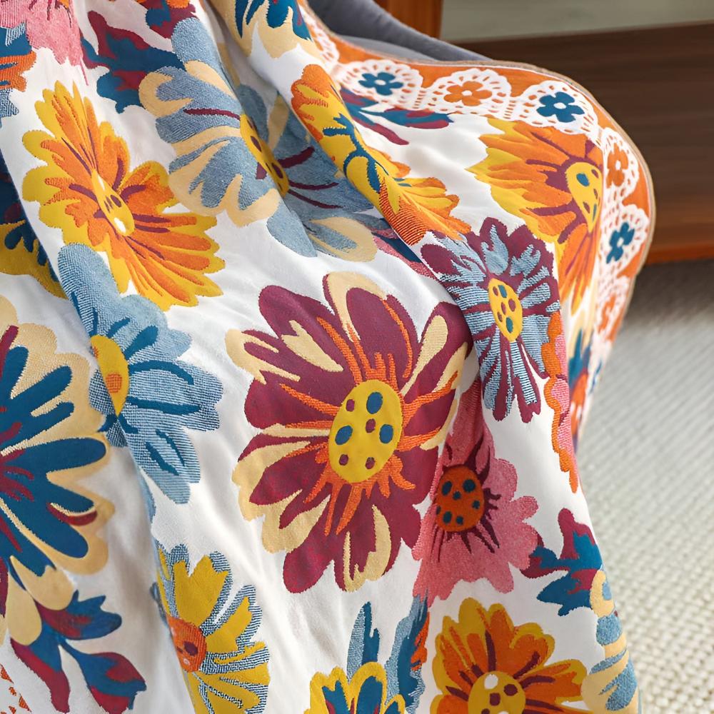 Bath Towel 100% Cotton Reversible Floral Quick-Drying - Image 4