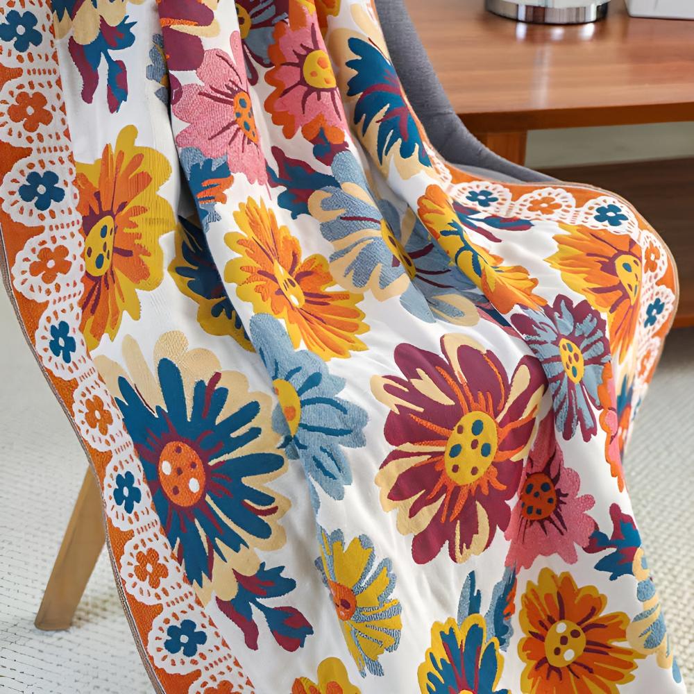 Bath Towel 100% Cotton Reversible Floral Quick-Drying - Image 5