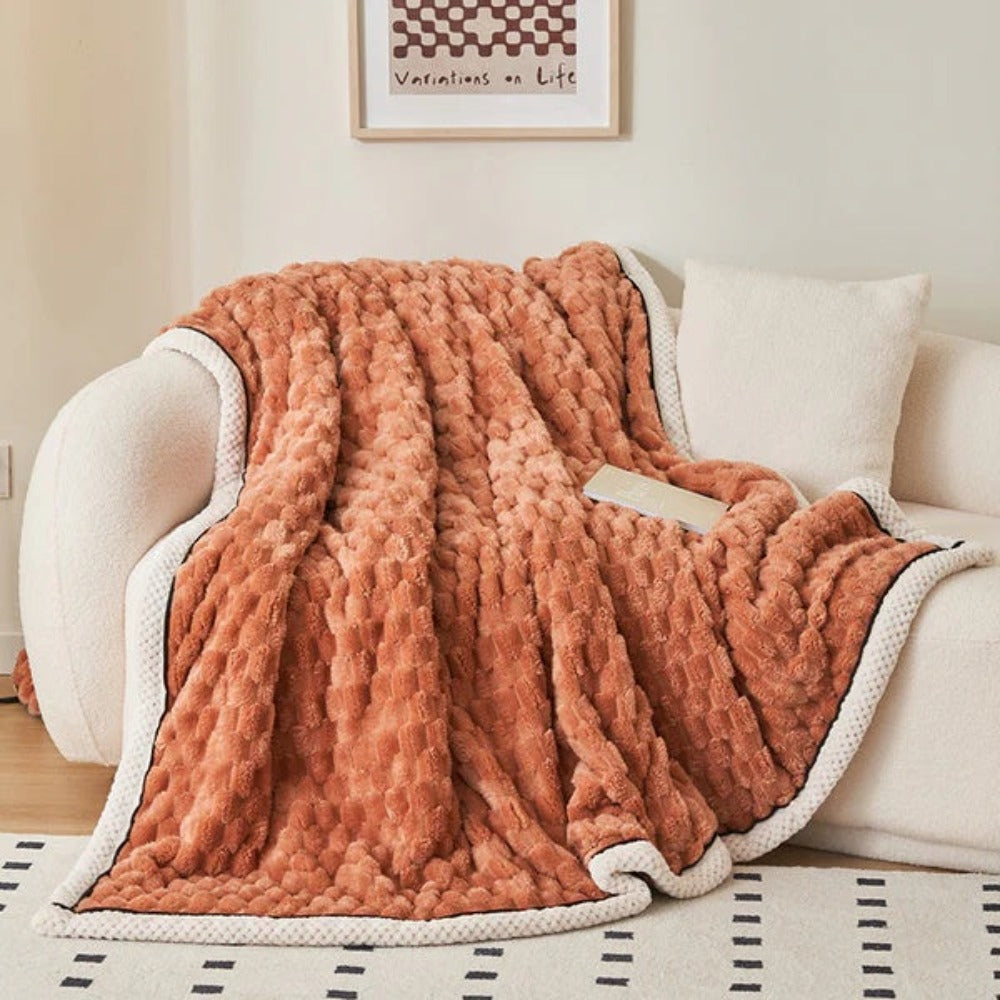 Throw Blanket Bubble-Textured Sherpa Fleece Breathable Year-Round - Image 13