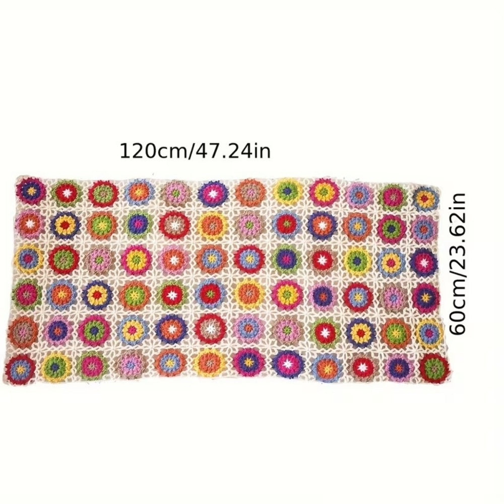 Crochet Throw Blanket Handmade Floral Soft - Image 7