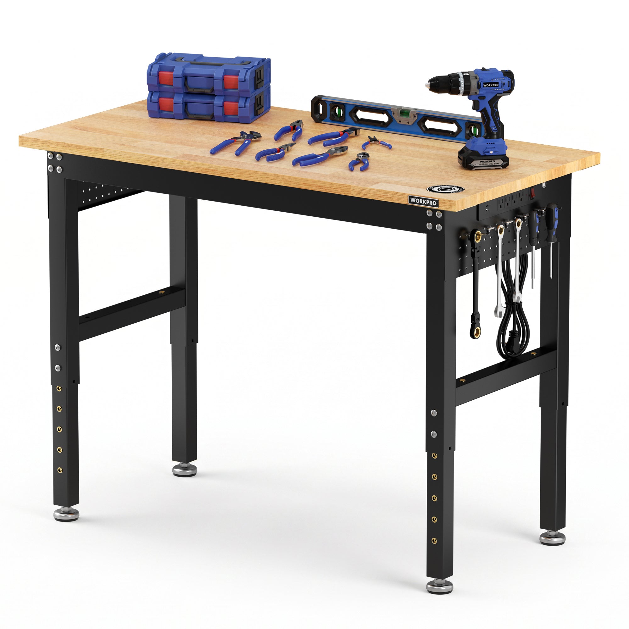 WORKPRO 48"x24" Adjustable Garage Workbench, 2000 LBS, Pegboard - Image 2