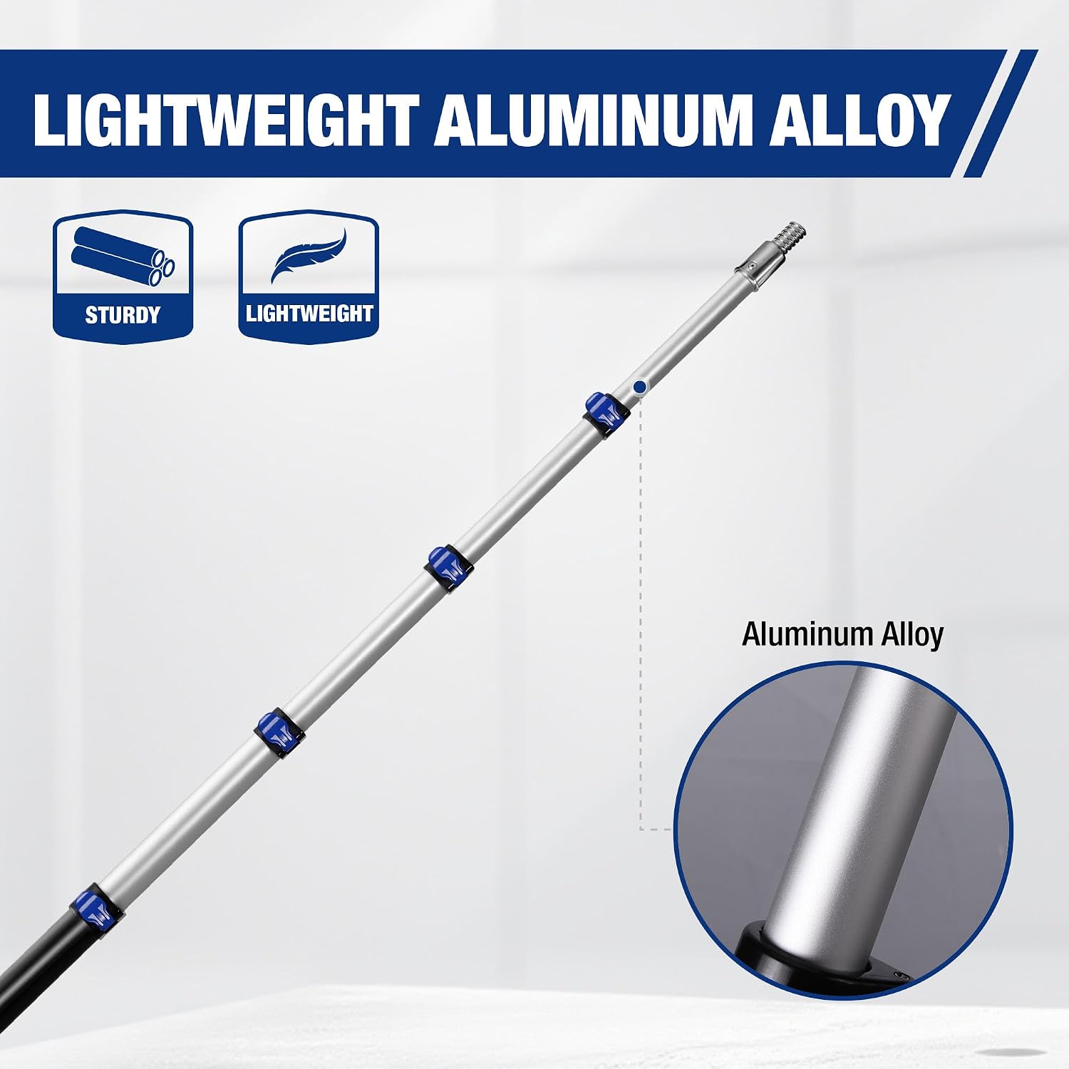WORKPRO 20FT Pole, 5-20FT for Painting, Cleaning and Tree Trimming | Sturdy Aluminum, Flip-Lock, 3/4" Thread, Reach 2nd-Story Windows, High Ceilings and Tree Branches, Portable - Image 4