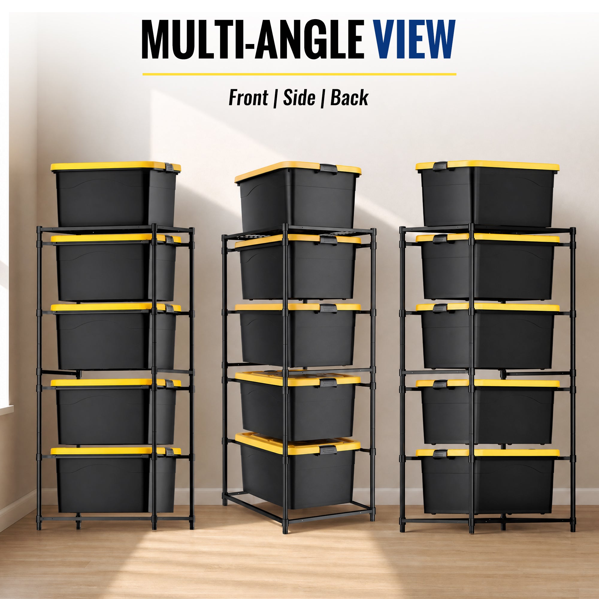 WORKPRO 2-Pack 5-Tier Heavy Duty Metal Storage Rack, Garage Shelving for Basement & Workshop, 450 lbs per Unit, 30.5" x 22.5" x 69", Black - Image 4