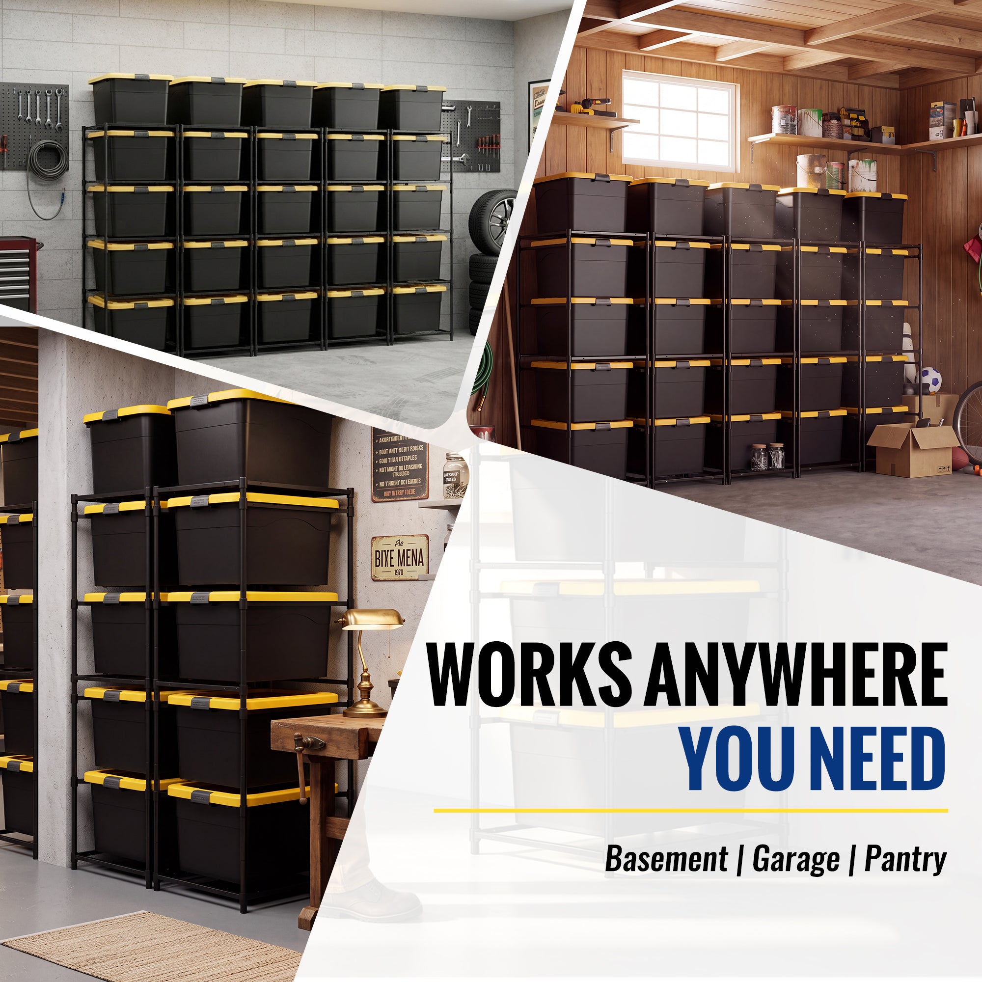 WORKPRO 2-Pack 5-Tier Heavy Duty Metal Storage Rack, Garage Shelving for Basement & Workshop, 450 lbs per Unit, 30.5" x 22.5" x 69", Black - Image 8