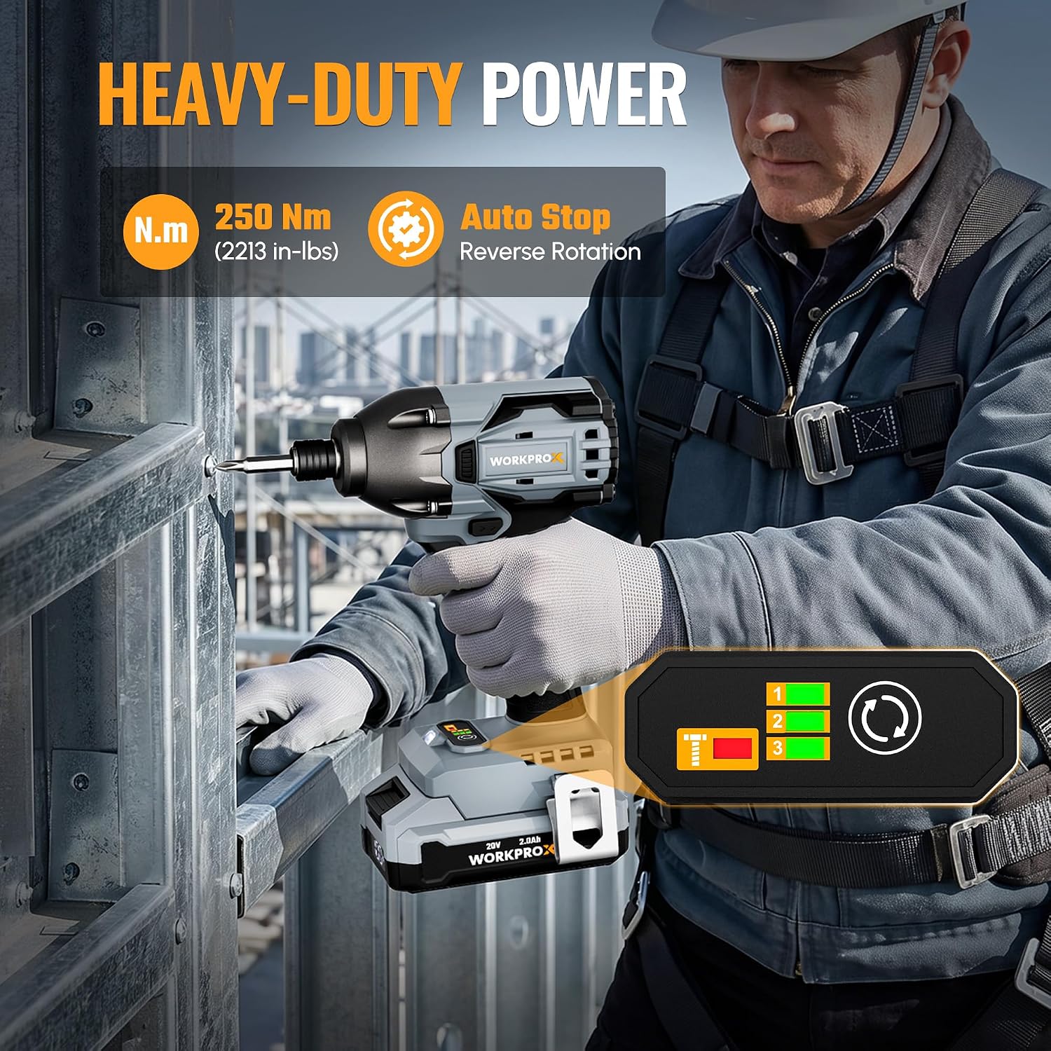 WORKPROX 20V Cordless Drill & Impact Driver Combo Kit with 2 Batteries - Image 3