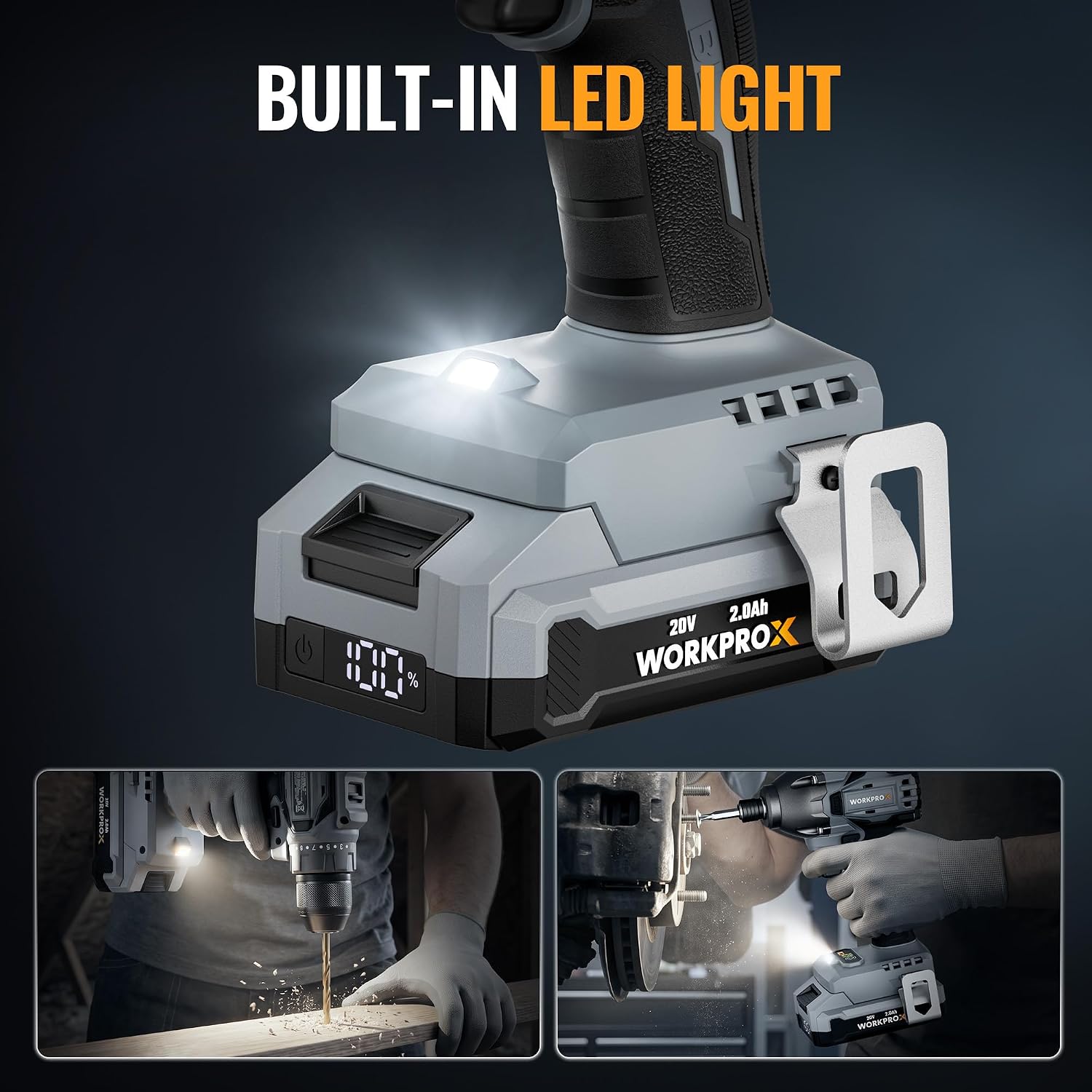 WORKPROX 20V Cordless Drill & Impact Driver Combo Kit with 2 Batteries - Image 8