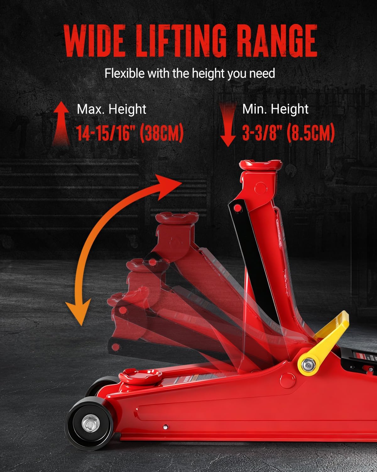 WORKPRO 2.5 Ton Hydraulic Trolley Floor Jack, Heavy Duty Steel Car Jack - Image 3