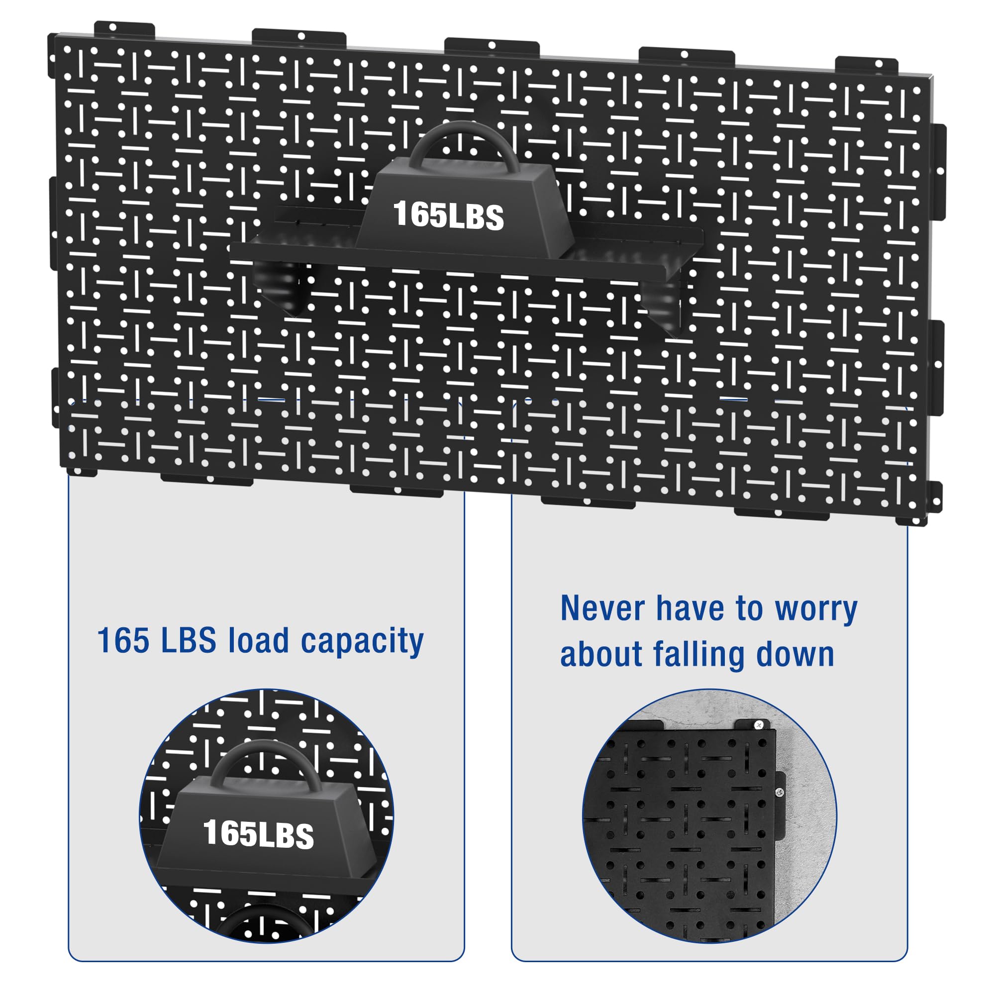 WORKPRO 3 Pack 16"x32" Black Metal Steel Panel Garage Wall Pegboard Organizer - Image 2