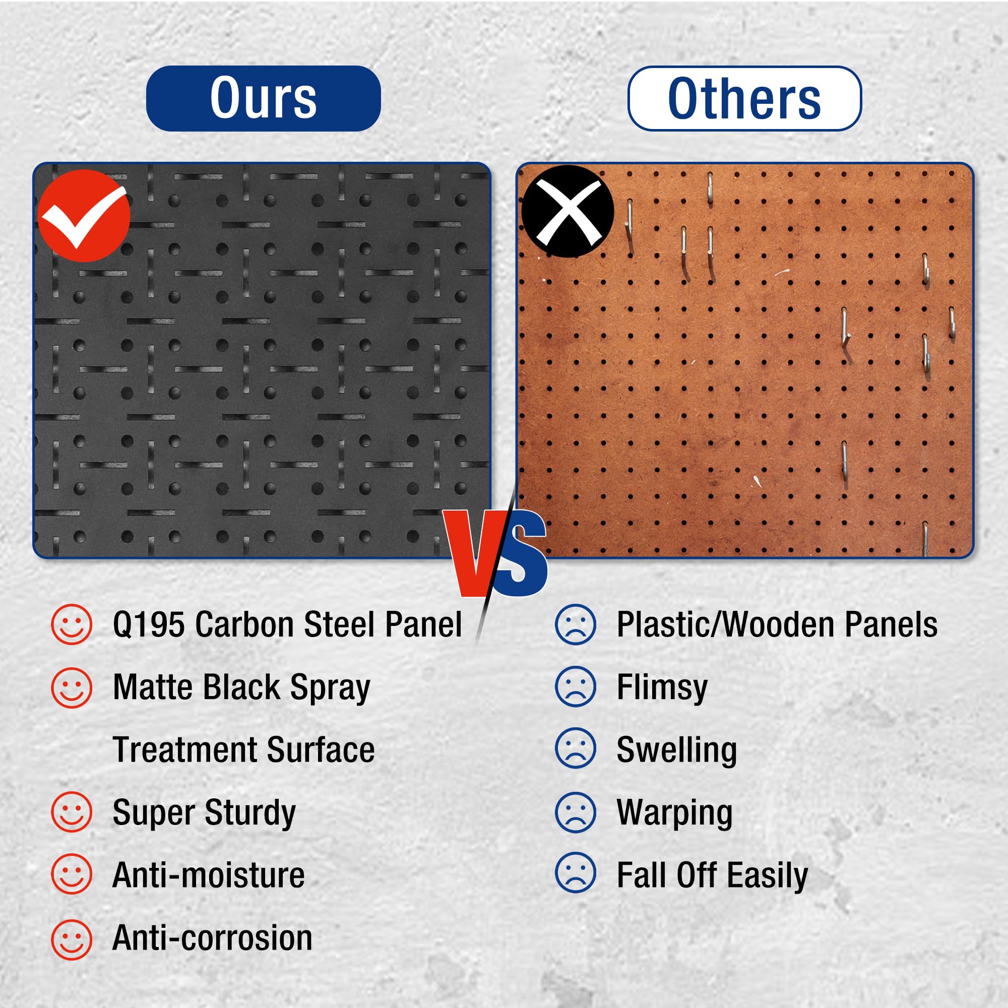 WORKPRO 3 Pack 16"x32" Black Metal Steel Panel Garage Wall Pegboard Organizer - Image 3
