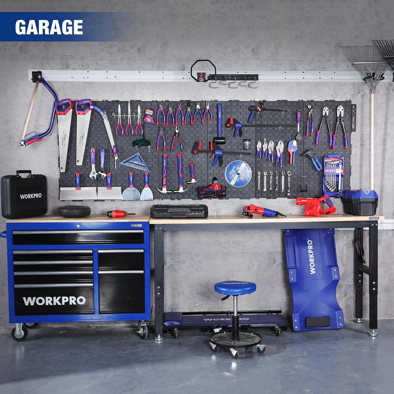 WORKPRO 3 Pack 16"x32" Black Metal Steel Panel Garage Wall Pegboard Organizer - Image 8