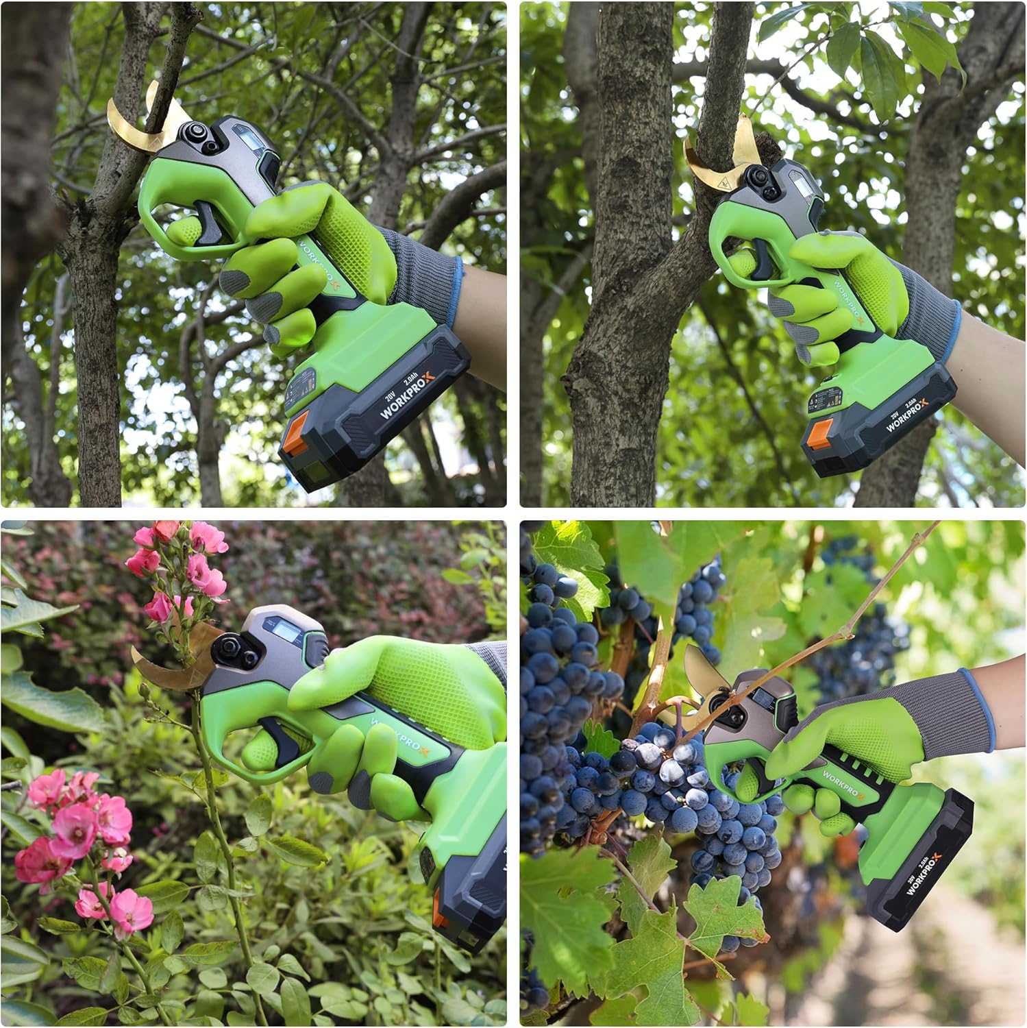 WORKPROX 20V Electric Pruning Shears, 1.26" Cutting Diameter, Brushless Motor, SK5 Titanium-Coated Blades, 2Ah Battery Pruning Shears with LCD Display - Image 8