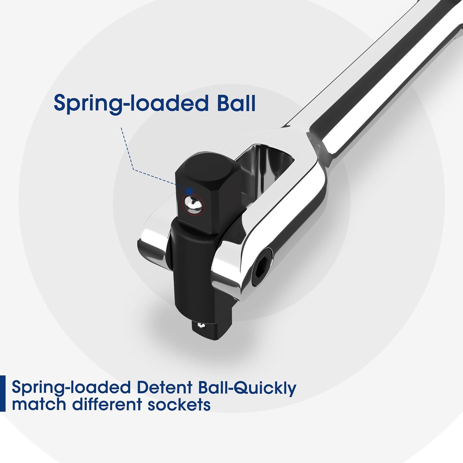 WORKPRO Dual Drive Breaker Bar, 3/8" & 1/2" Drive, Heavy Duty Breaker Bars, 24-inch Length with 360° Rotatable Head, Spring-loaded Detent Ball, Chrome Vanadium Steel Made - Image 7