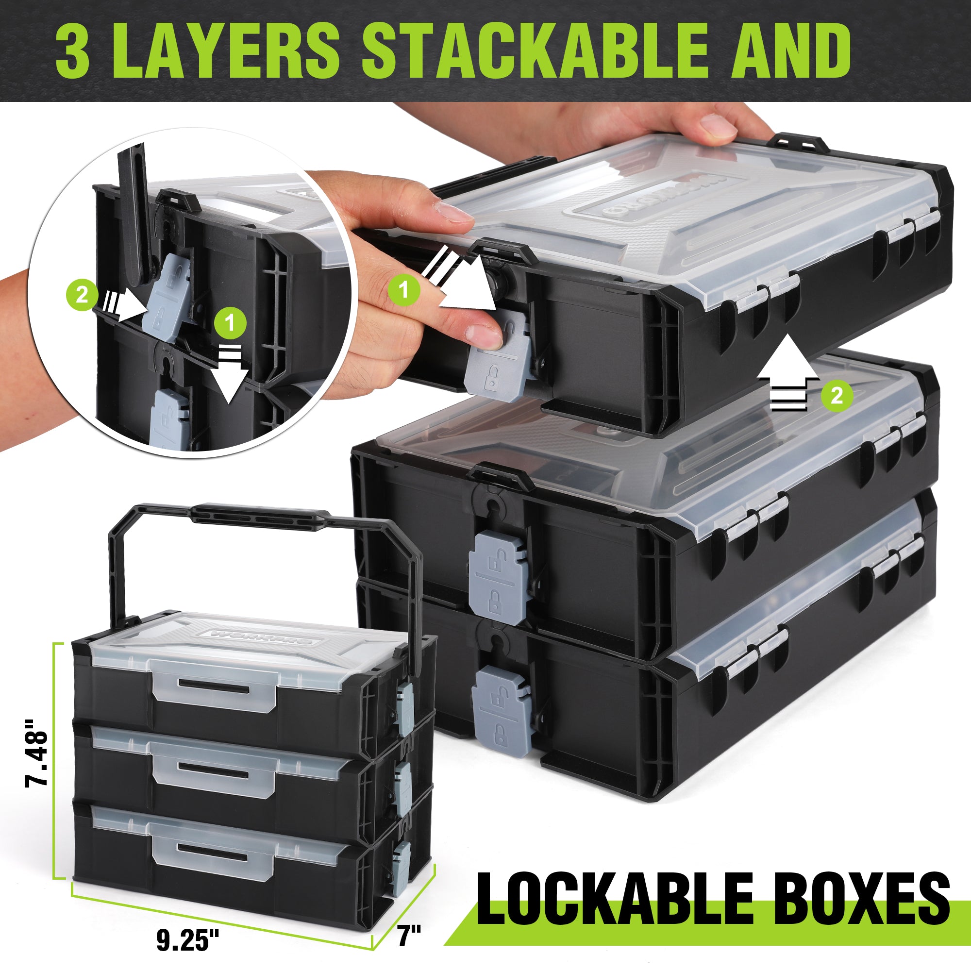 WORKPRO 43-Piece Cordless 8V Drill Driver Home Tool Set with Stackable Tool Box, Grey - Image 9