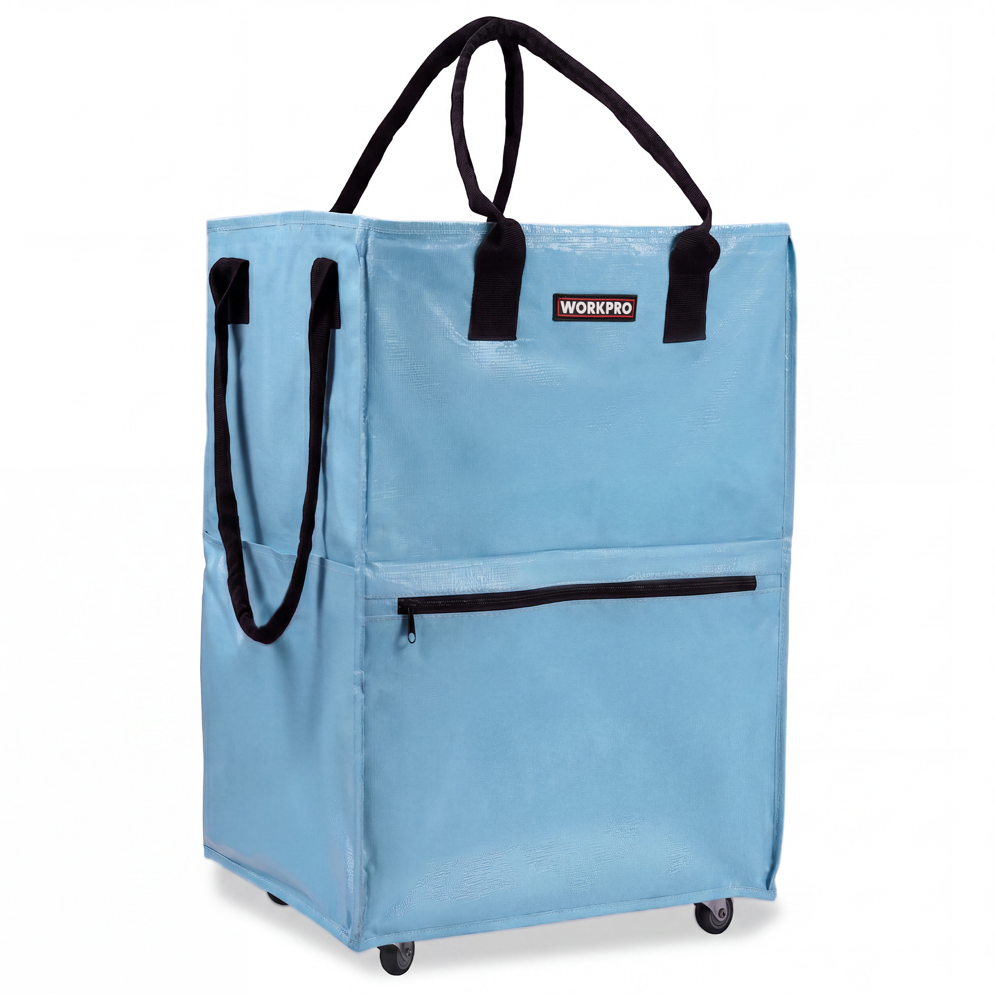 WORKPRO Medium Rolling Grocery Bag, 18-Gallon Tote with 4 Wheels, 75 lbs Capacity, Dual Carry, Wide Zipper & Extra Storage for Shopping, Laundry & Moving - Image 2